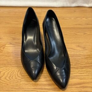 Vintage Black Kitten Heels Leather Professional Shoes Womens Size US 9 M